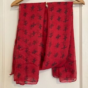 Red scarf with New Orleans Fleur-de-lis